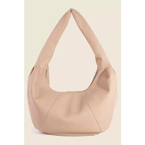 Fame Panel Stitch Crescent Leather Shoulder Bag